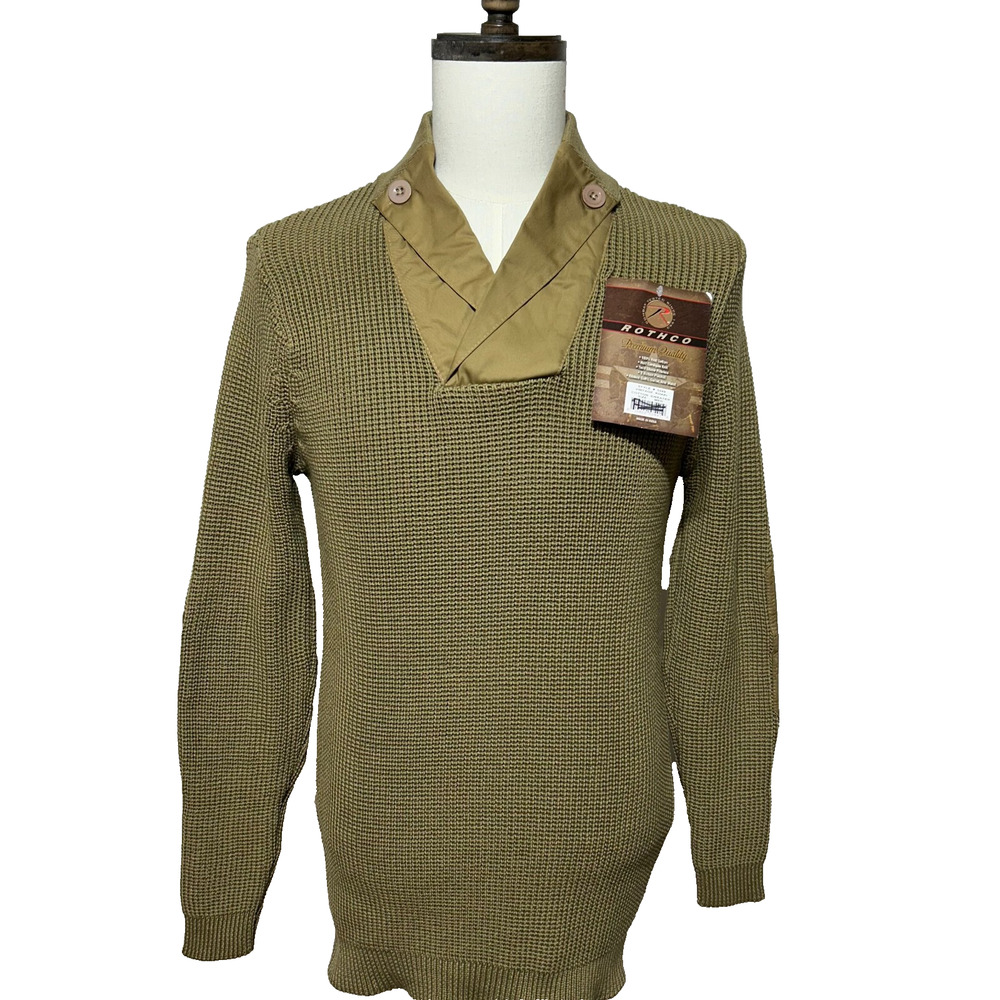 Rothco WWII Mechanics Sweater Mens Medium Green Waffle Knit Thermal Reproduction